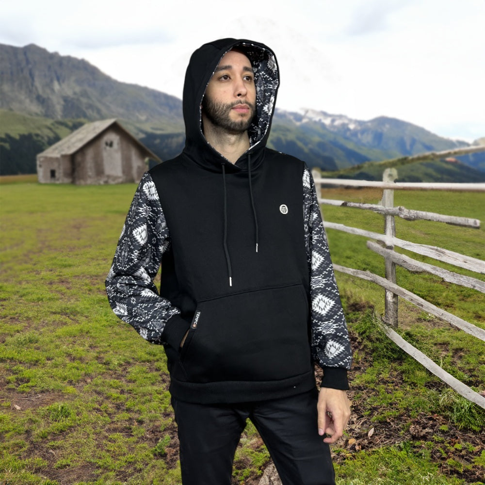 Tempco Mens Aztec Sleeve Hoodie 