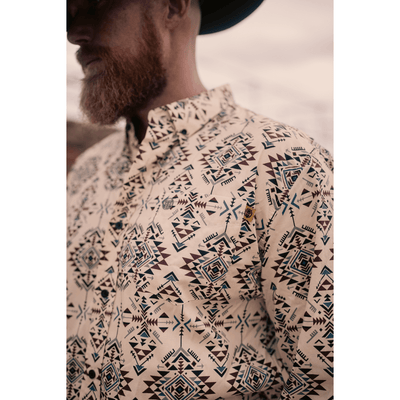 Tempco Mens El Vikingo Button Down Long Sleeve Shirt Aztec Yellow