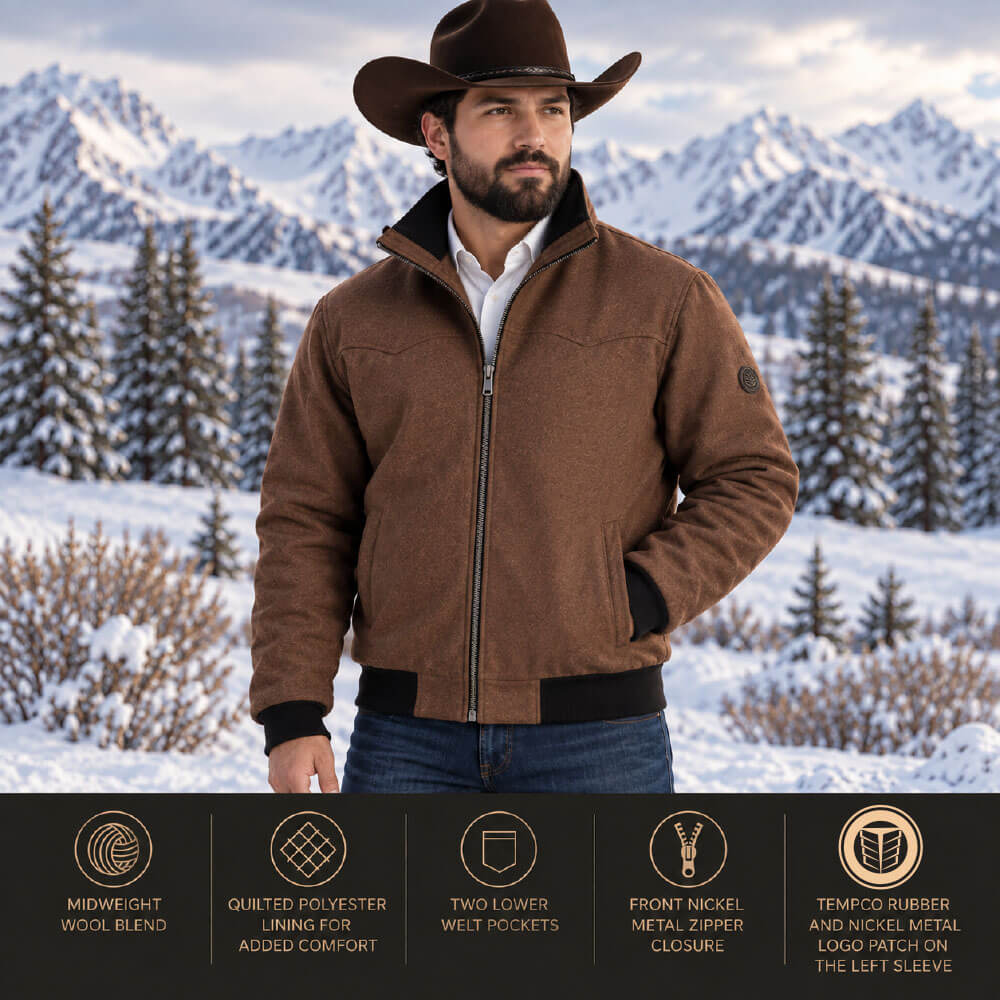 Tempco Mens Frisco Wool Blend Bomber Jacket - TM7002