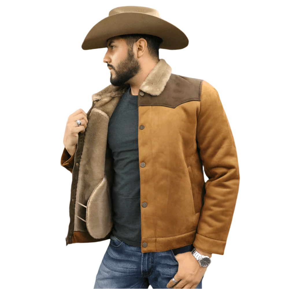 Tempco Mens Marlboro Faux Suede Shearling Jacket TM6002 2TONE