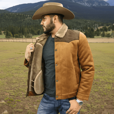 Tempco Mens Marlboro Faux Suede Shearling Jacket