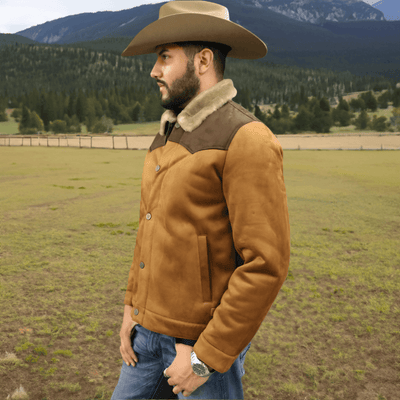 Tempco Mens Marlboro Faux Suede Shearling Jacket