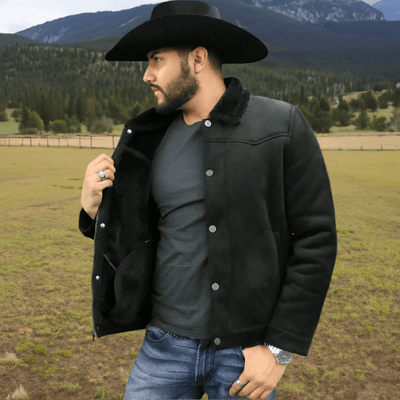 Tempco Mens Marlboro Faux Suede Shearling Jacket