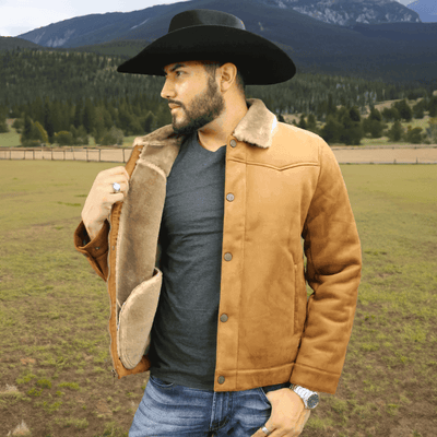 Tempco Mens Marlboro Faux Suede Shearling Jacket