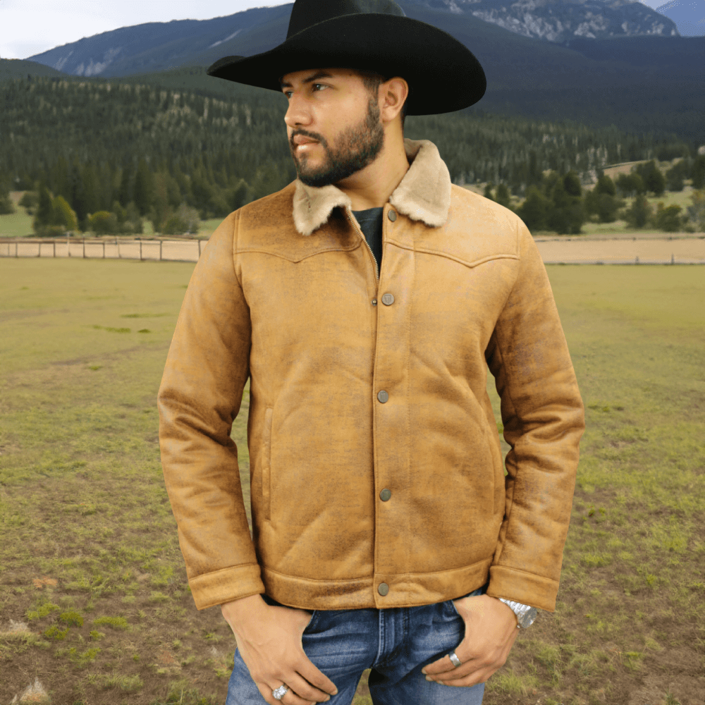 Tempco Mens Marlboro Faux Suede Shearling Jacket