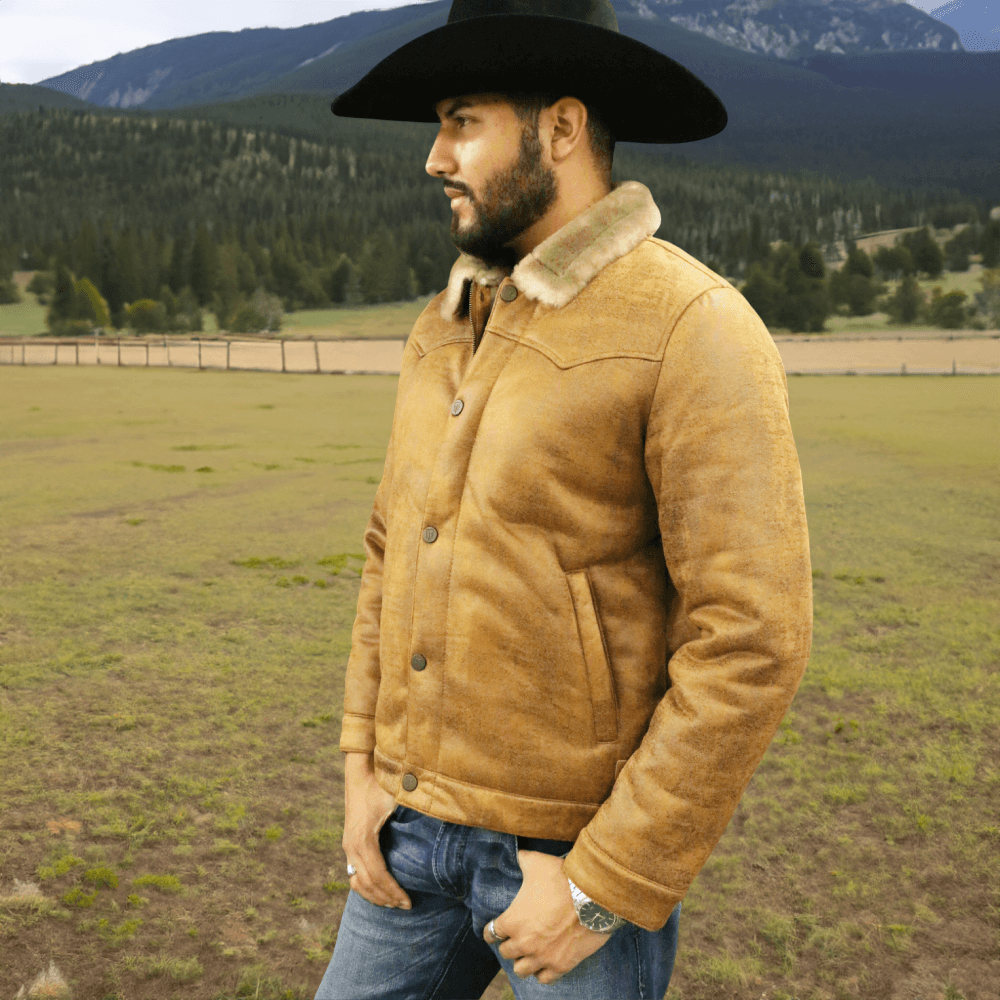Tempco Mens Marlboro Faux Suede Shearling Jacket