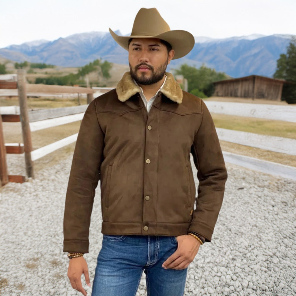 Tempco Mens Marlboro Shearling Suede Trucker Jacket - TM6002