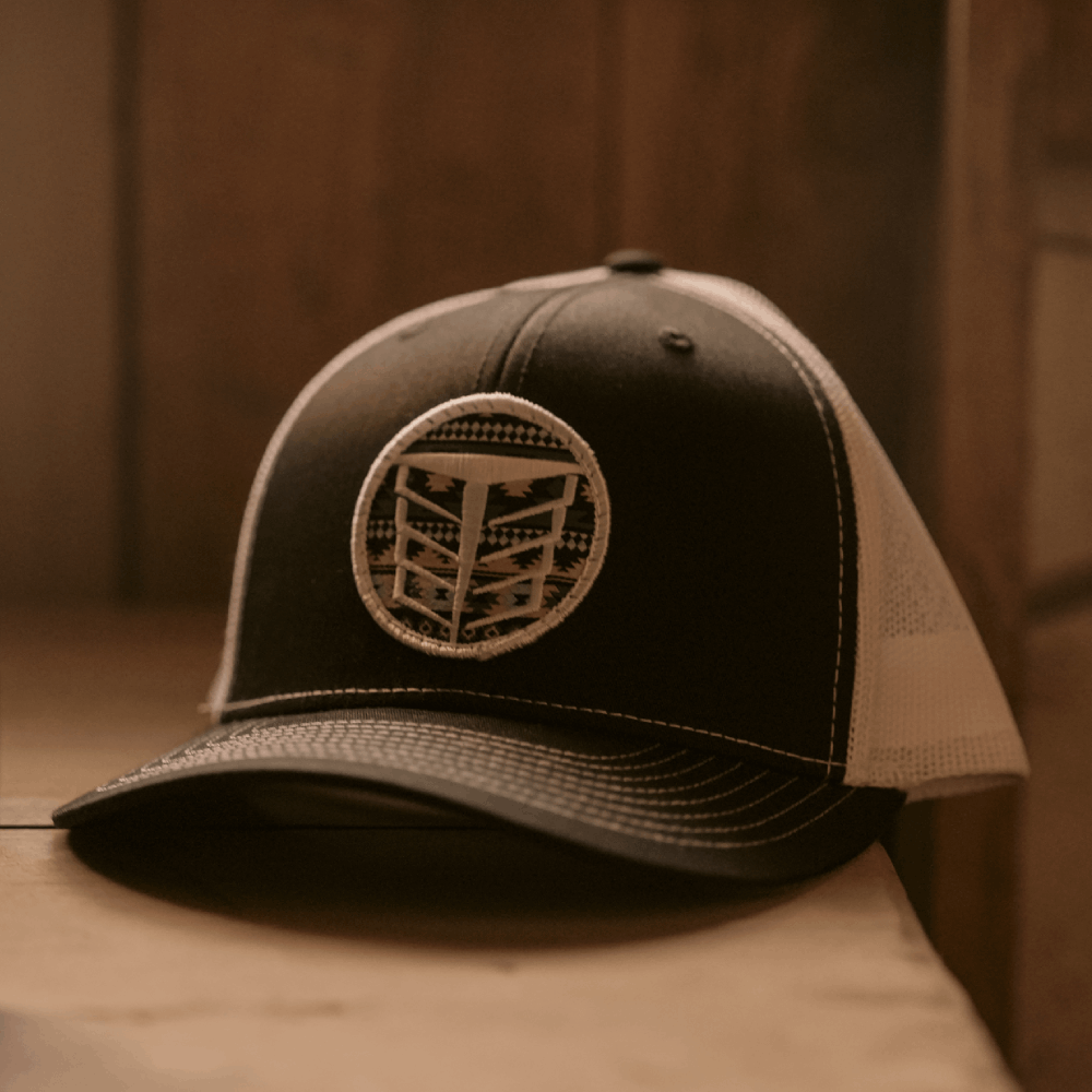 Tempco Mens Mesh Aztec Patch Cap Black/White