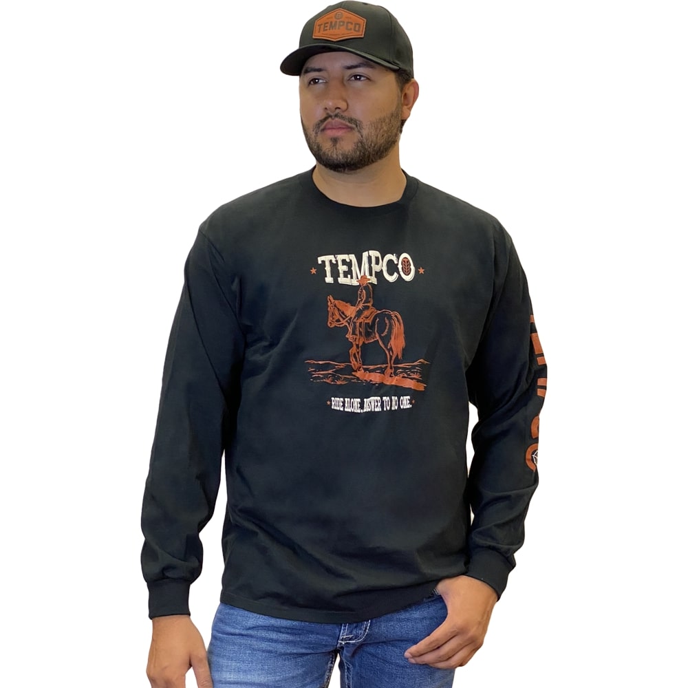 Tempco Mens Ride Alone Long Sleeve T-Shirt Black