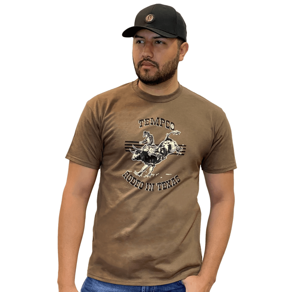 Tempco Mens Rodeo In Texas T-Shirt Brown - RODEOINTEXAS