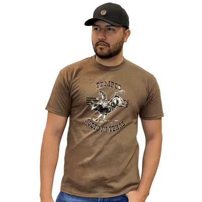 Tempco Mens Rodeo In Texas T-Shirt Brown - RODEOINTEXAS