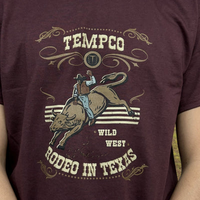 Tempco Mens Rodeo Short Sleeve T-Shirt Burgundy