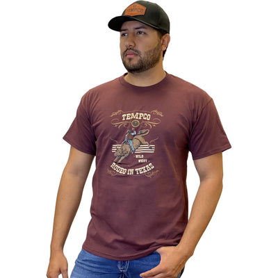Tempco Mens Rodeo Short Sleeve T-Shirt Burgundy
