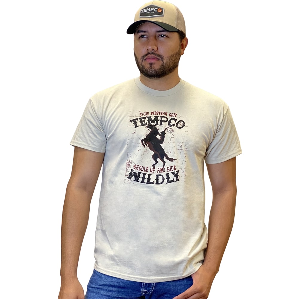 Tempco Mens Saddle Up Short Sleeve T-Shirt Sand