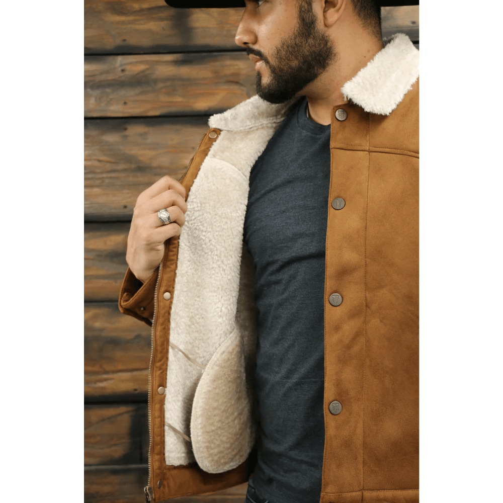 Tempco Mens Sherpa Suede Trucker Jacket - TM6001