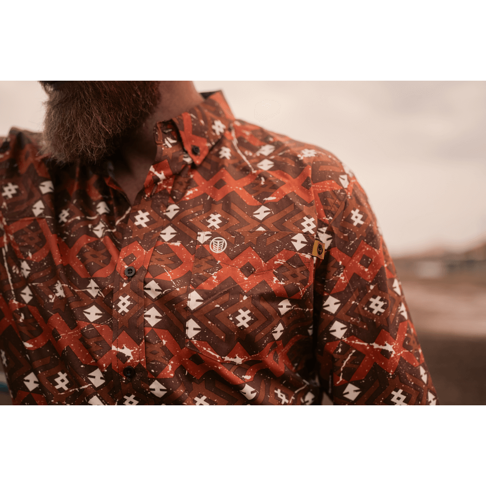 Tempco Mens El Vikingo Button Down Long Sleeve Shirt Rust 