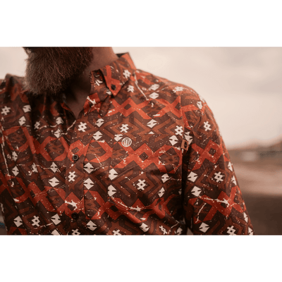 Tempco Mens El Vikingo Button Down Long Sleeve Shirt Rust 