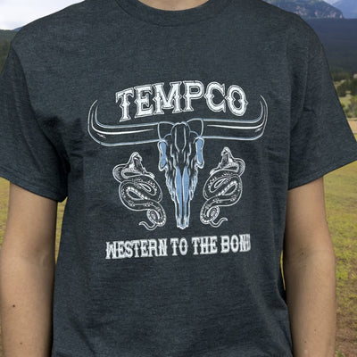 Tempco Mens Western Bones Short Sleeve T-Shirt Grey