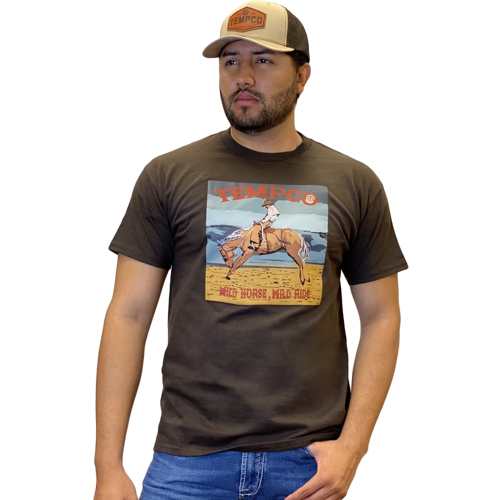 Tempco Mens Wild Ride Short Sleeve T-Shirt Brown