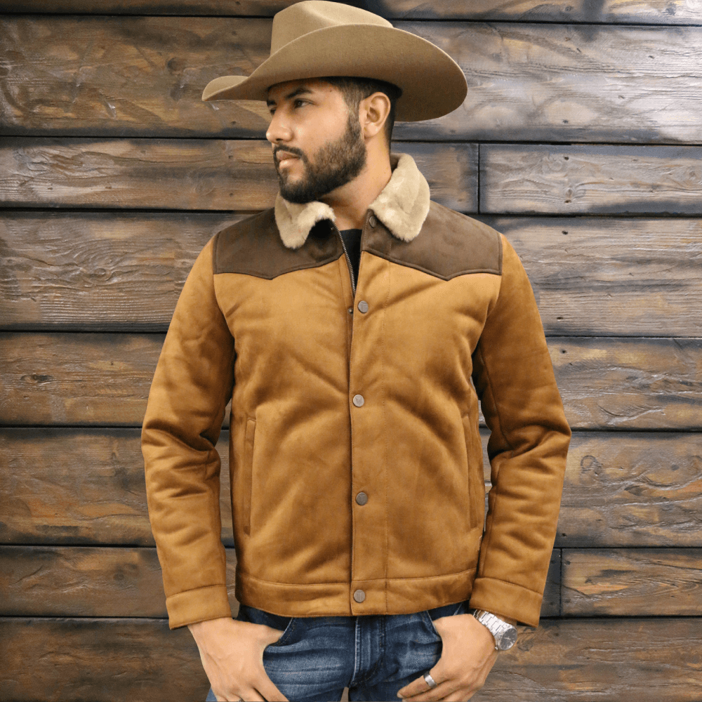 The suede top sherpa trucker jacket